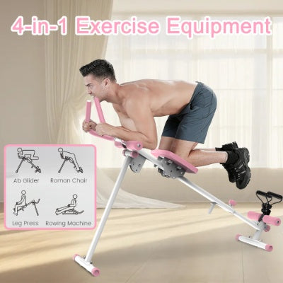 4-in-1 Multi-Function Core Workout Machine – Ab Glider, Rowing, Leg Press & Roman Chair