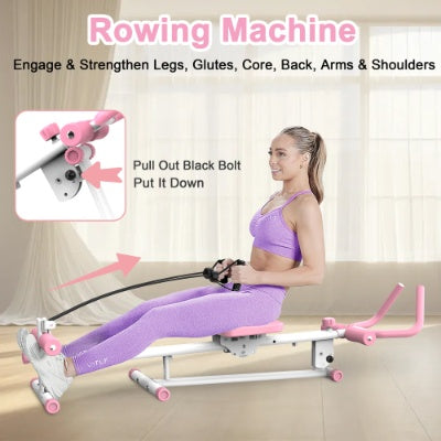 4-in-1 Multi-Function Core Workout Machine – Ab Glider, Rowing, Leg Press & Roman Chair