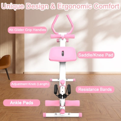 4-in-1 Multi-Function Core Workout Machine – Ab Glider, Rowing, Leg Press & Roman Chair